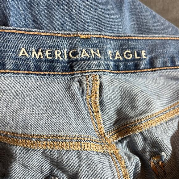 American Eagle Skater Jeans Womens 18 Blue Medium Wash Denim‎ Wide Leg Baggy - Picture 7 of 14